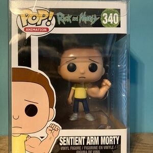Funko Pop Sentient Arm Morty with Yellow and Blue Outfit